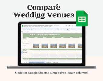 Kalkylblad för jämförelse av bröllopslokaler | Checklista för bröllopsplanering | Kalkylblad för jämförelse av lokaler | Mall för bröllopsplanering i Google Sheets