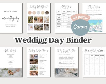 Digital Wedding Planner Template | Day of Wedding Binder | Printable Wedding Planner | Wedding Day Itinerary | Wedding Day Binder Template