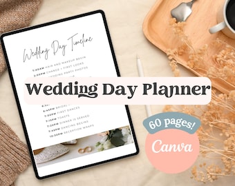 Digital Wedding Planner Template | Day of Wedding Binder | Printable Wedding Planner | Wedding Day Itinerary | Wedding Day Binder Template