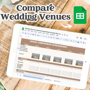 Hochzeit Veranstaltungsort Vergleich Tabelle | Checkliste für die Hochzeitsplanung | Veranstaltungsort Vergleich Tabelle |  Google Sheets Hochzeitsplanungs Template