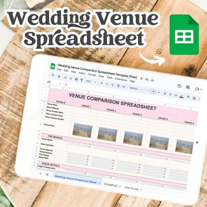 Hochzeit Veranstaltungsort Vergleich Tabelle | Checkliste für die Hochzeitsplanung | Veranstaltungsort Vergleich Tabelle |  Google Sheets Hochzeitsplanungs Template