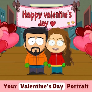 Aangepast anime Valentijnsdagportret, koppelportret, Valentijnsdagcadeau, aangepast cadeau (digitale download)