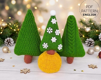 Christmas Tree Knitting Pattern in English Bundle: Knit Xmas Decor (PDF Download)