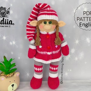 Patrón de tejido de duende navideño: Muñeca gnomita tejida (patrón PDF)