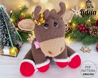 Christmas Moose Knitting Pattern in English: Amigurumi Reindeer (PDF Download)
