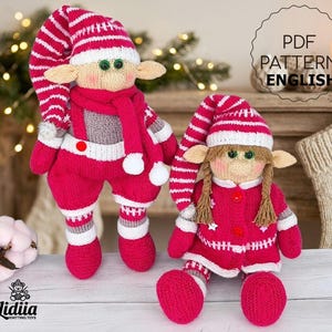 Strickanleitung Weihnachtselfen, Weihnachtsornamente, Wichtel Strickmuster auf Englisch, Weihnachtsstrickmuster, Instant PDF