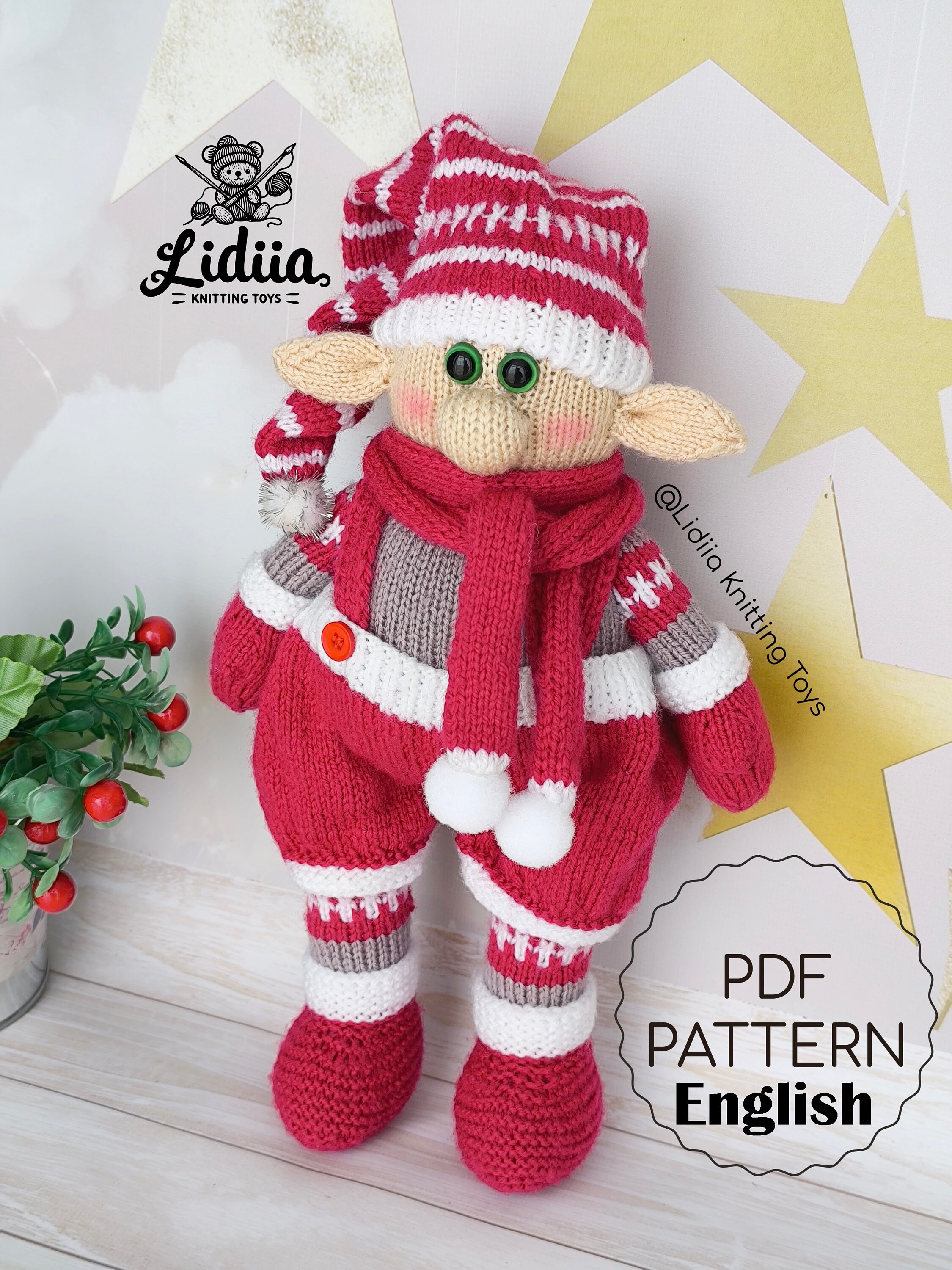 Christmas Elf Knitting Pattern, Christmas Ornaments, Santa's Elf