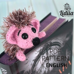 Adorable Hedgehog Bookmark Knitting Pattern PDF English, Cute DIY Animal Knitted Bookmark, Digital Instant Download, Book Lover Gift Idea