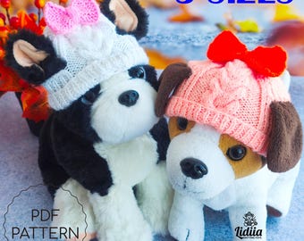 Adorable Dog Hat Knitting Pattern with Bow for Small Dogs XS S M | Easy PDF Pet Hat Pattern English | DIY Knitted Dog Accessory