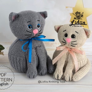 Cats knitting pattern, Knitted animal toys, Knit cat pattern, Cat soft toy knitting, Easy knitting pattern, Cute knitting cats tutorial PDF