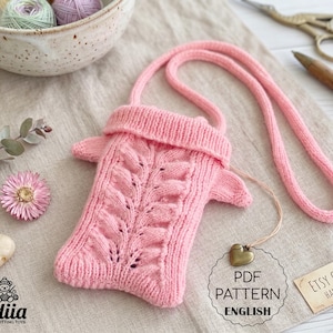 Gestrickte Handytasche Muster Zopfmuster Pullover Crossbody Handtasche Tutorial Blatt Spitze Kleine Handy Tasche Halter Miniature Sleeve