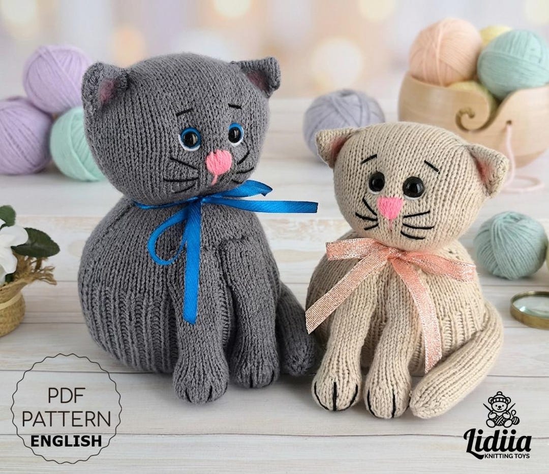 Knitted Cat Toy Pattern in English: Easy Cats Tutorial (PDF Download ...