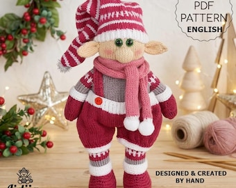 Christmas elf knitting pattern, Festive ornaments, Santa's Elf PDF, Christmas knitting patterns