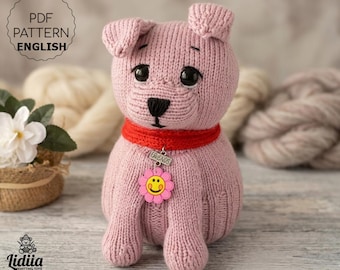 Puppy Knitting Pattern PDF English | Easy Knit Dog Toy | Cute Stuffed Puppy | Amigurumi Dog