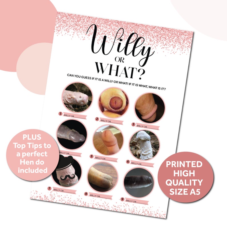Willy or What, Nob or Not Hen Party Game, Glitter Bridal Shower Game