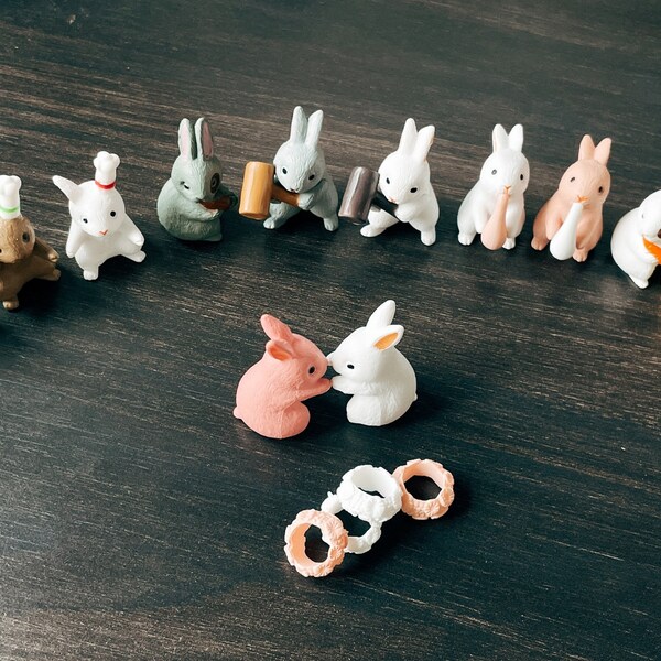 Mini Cute Rabbit Miniature, 12Pcs Tiny White Bunny Figures, Smal Animal Model, Flowerpot Landscape Decor, Miniature doll house decor animal