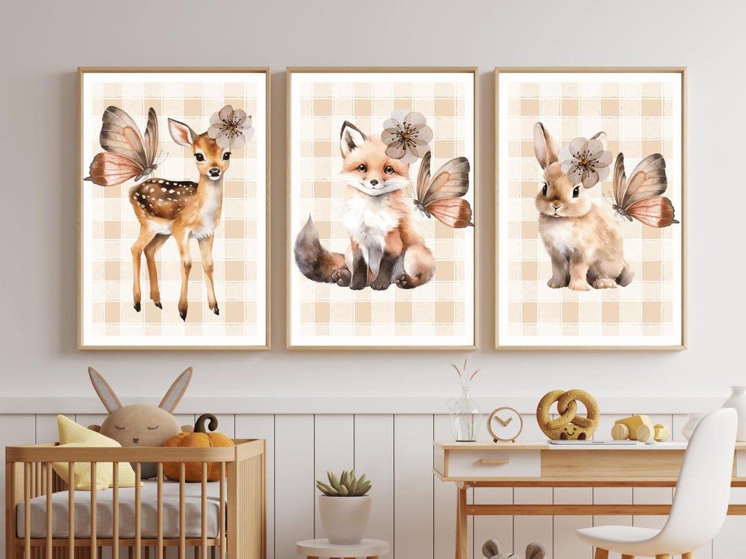 Woodland Animal Nursery Wall Art Print Set | Cute Forest Animal Kids ...