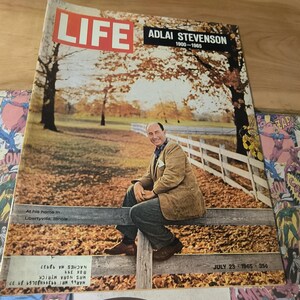 Revista Life, 23 de julho de 1965 - Edição em homenagem a Adlai Stevenson, embaixador dos EUA nas Nações Unidas, História Política Americana