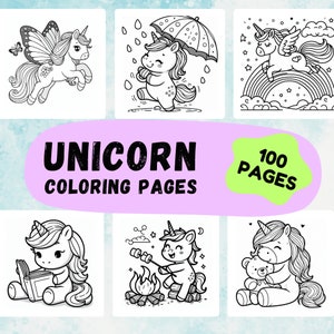 Niedliches Einhorn Malseiten, Kawaii Einhorn Malbuch, Mädchen Färbung, Kinder Färbung, Baby Einhorn Malseiten, einfache Malseiten