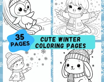 Winter Coloring Book: 35 Arctic Animals & Holiday Pages (Digital Download)
