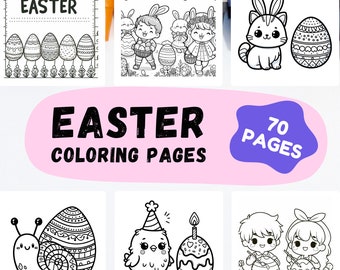 Easter Coloring Book: 70 Fun Activity Pages (Digital Download)