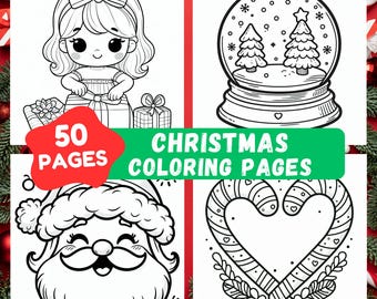 Christmas Coloring Pages for Kids: 50 Winter Holiday Designs (Digital Download)