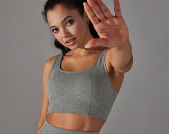 Reggiseno yoga in cotone organico Buon supporto Reggiseno sportivo confortevole per una vita attiva I On Off the mat Bra Dry Fit morbido elastico slim fit traccia del sudore