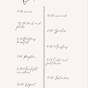 Wedding order of the day