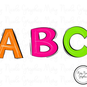 Scribble Letters, Doodle Alphabet, PNG Bundle, Doodle Sublimation, Alpha Set Designs, PNG Clipart, Hand Drawn, Doodles, PNG Letters