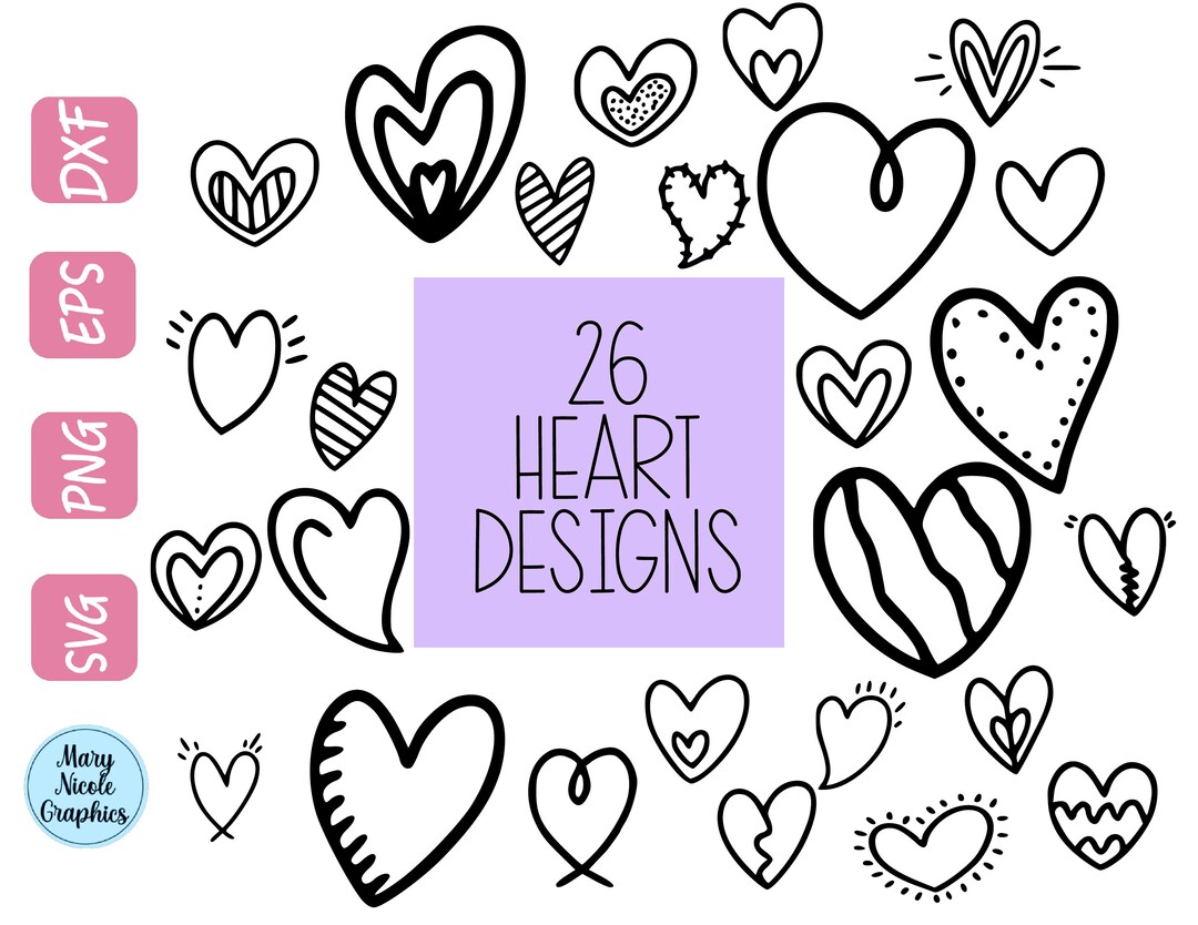 Doodle Heart SVG Bundle, Heart Svg Bundle Hand Drawn Heart Svg, Open ...