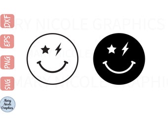 Smiling Faces SVG / Smiling Face Cut File /lightning  Eyes/Digital Download / Smile Face / Cricut / Silhouette / Smiling Design