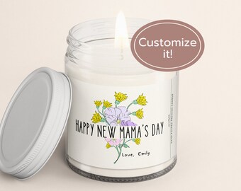 Custom Candle for Mom, Personalized Candle for New Mama, Floral Mother's Day Candle, Scented Soy Candle, Unique Mom Gifts, Gift for Daughter