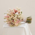 Pink Dried Flowers Bouquet For Wedding,Baby's Breath + Daisy Dried Flower Bridal Bouquet,Boho Wedding Dried Flowers