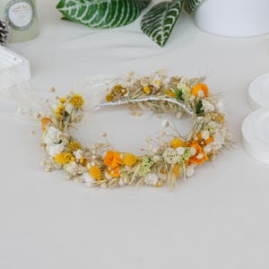 Wedding floral hair crown,Bridal dried flower crown,Boho bride crown,Dried flowers crown,Natural dried flower mixed bridal hair acce