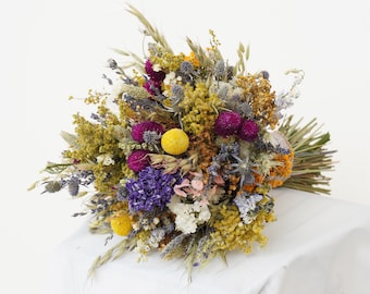 Getrocknete Blumen Brautstrauß, Boho Hochzeitsthema Getrocknete Blumen, Trockenblumen Blumenstrauß für die Hochzeit