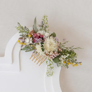Dried flower wedding hair pin,Boho wedding hair comb ,Dried flower hair accessory , Natural dried flower mixed bridal hair acce