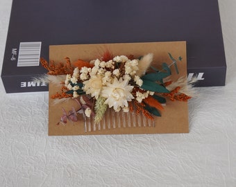 Pettine per capelli da sposa Boho, accessorio per capelli con fiori secchi, accessorio per capelli da sposa misto con fiori secchi naturali