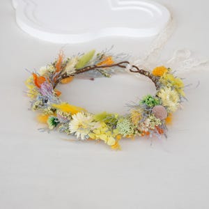 Dried Flowers Crown,Bridal Crowns,Natural Daisy Flowers Girl Floral Crown,Wedding Crown,Boho Bride Crown