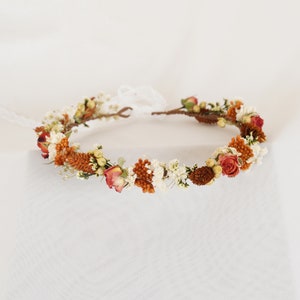 Baby&#39;s Breath+Rose Crown,Boho Bride Crown,Dried Flowers Crown,Bridal Crowns,Wedding Crown