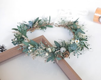 Coroa de flores secas para noiva, coroa de noiva estilo boho, coroa de flores secas, coroas de noiva, coroa de casamento, acessórios de cabelo de noiva com flores secas naturais