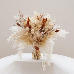 Torkade blommor bukett för bröllop, Pampasblommor torkade blommor brudbukett, Boho brudbukett