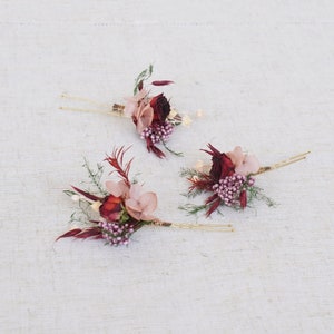 Dried flowers hair pin,Bridal Hair pin, Rustic Boho Bridal hair piece, Bridal  wedding hair accessories,Red rose Dried flower hair pins