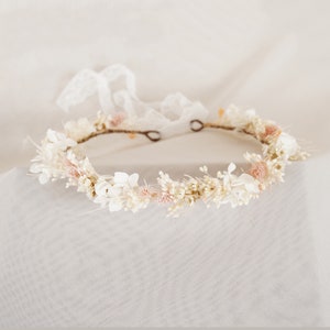 Boho Braut Krone,Trockenblumen Krone,Brautkronen, Hochzeitskrone,Hydrangea+Gänseblümchen+Schleierkraut Krone
