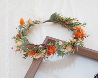 Boho Braut Krone, getrocknete Blumen Krone, Brautkronen, Hochzeitskrone
