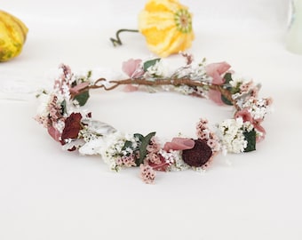 Boho Bride Crown,Dried Flowers Crown,Bridal Crowns,Wedding Crown,Natural Dried Flowers Mixed Colour Crown,Handmade crown