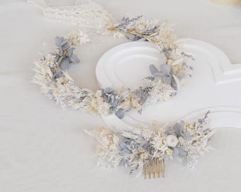Dried flowers crown,Bridal dried flower crown,Boho bride crown,Bridal crowns,Wedding crown，Natural dried flower mixed bridal hair acce