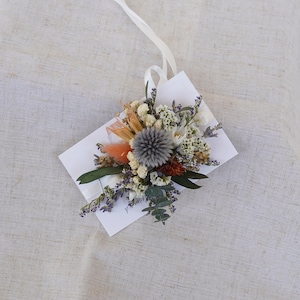 Boho bride dried flower wrist flower ,Corsage ,Wedding decoration,Green dried wrist flower