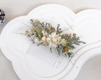 Dried flower wedding hair pin,Boho wedding hair comb ,Dried flower hair accessory , Natural dried flower mixed bridal hair acce
