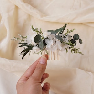 Boho Wedding Hair Comb ,Dried Flower Hair Accessory , Natural Dried Flower Mixed Bridal Hair Acce ,Eucalyptus+Hydrangea Dry Flower Hair Comb