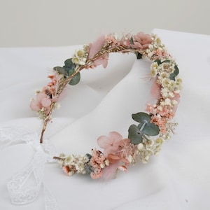 Boho Bride Crown,Bridal Crowns,Wedding Crown, Pink Dried Flowers  Crown